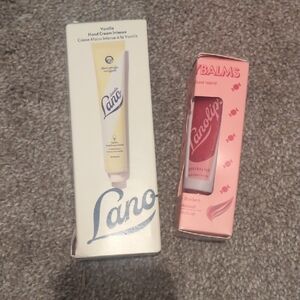 Lanolips Vanilla Hand Cream and Candy Glossy Lip Balm Set With Keychain